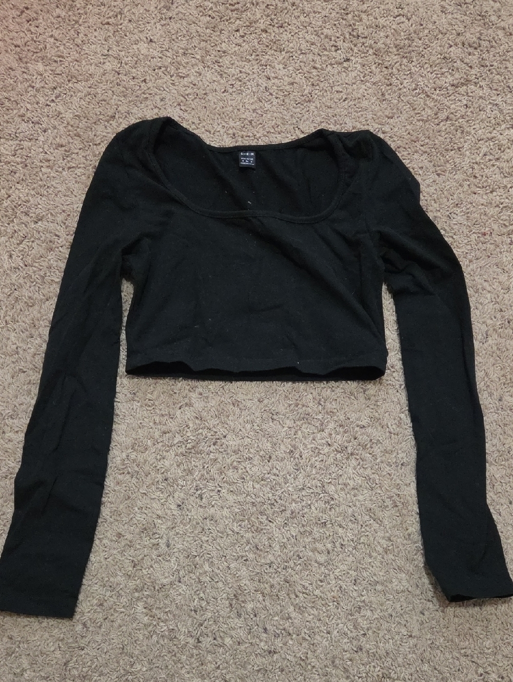 Black Long-Sleeve Crop Top - Women's